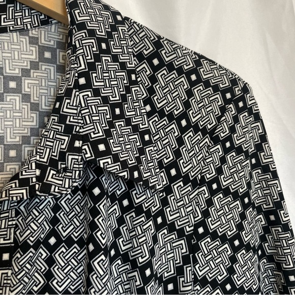 LAUNDRY By Shelli Segal Women’s Black White Button Down Midi‎ Dress Size 14 - Picture 7 of 13